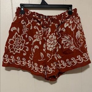 TCEC dark orange Floral High Waist Women's Shorts